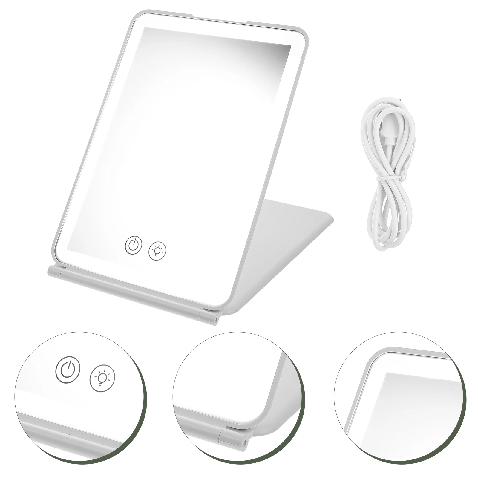 Beleuchteter, zusammenklappbarer Make-up-LED-Schreibtischspiegel, hochauflösender tragbarer Tischspiegel, praktische Kosmetik für den Haushalt