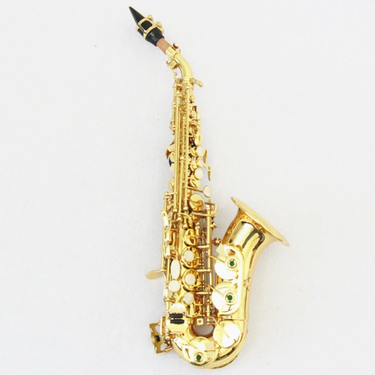 Chinese Musical Instruments Curved Brass Body Bb FCS-100L Curved Soprano Saxophone Of China