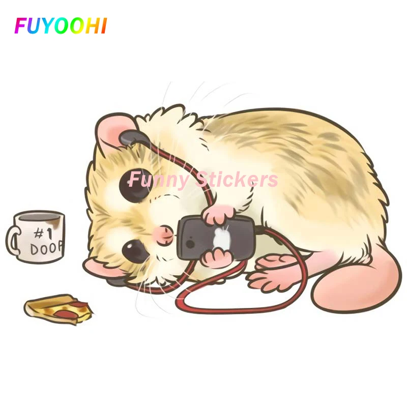 FUYOOHI Play Stickers Personality Doop Mood  Hamster Enjoying Life CarSticker Vinyl Window Trunk Laptop Decal Funny  Stickers