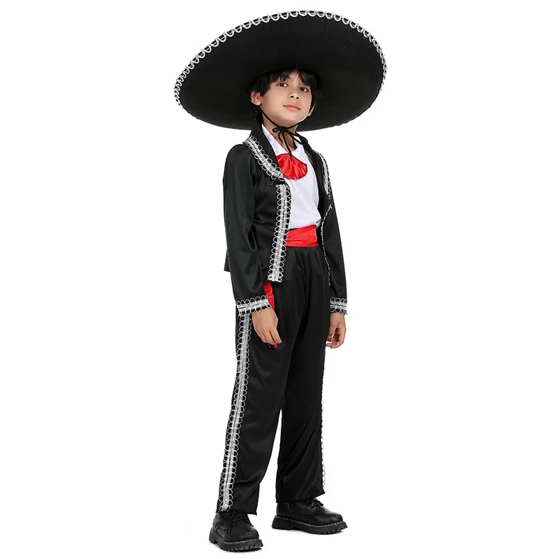 Halloween Kinderen Mexicaanse Nationale Kostuum Feestdag Hoed Cosplay Kostuum Jongen Fashion Podiumpak Kleding