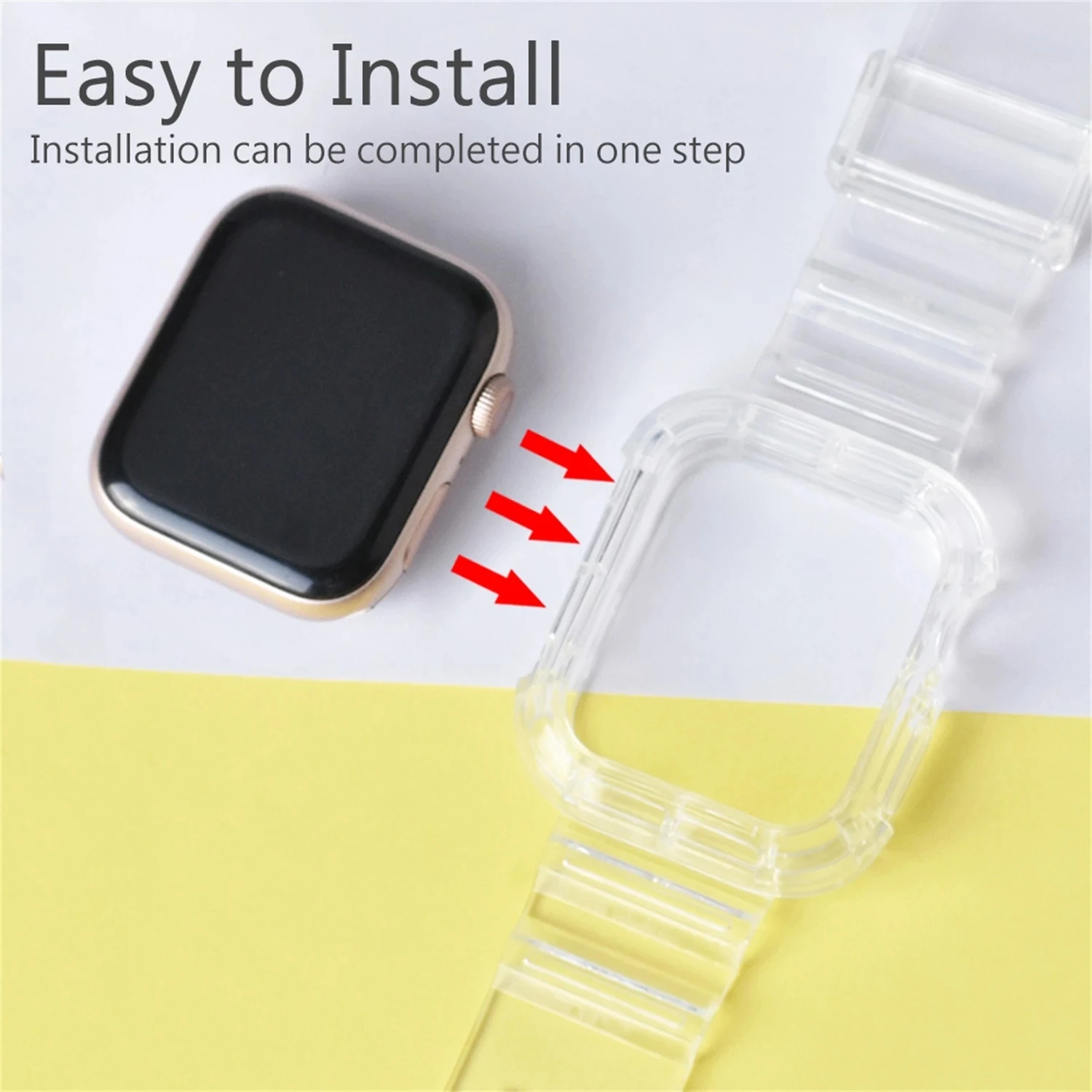 Silicone Clear Band  Case for Apple Watch strap 8 7 6 SE 5 4 3 Transparent Strap for iwatch 40mm 44mm 42MM 41MM 45MM 49MM