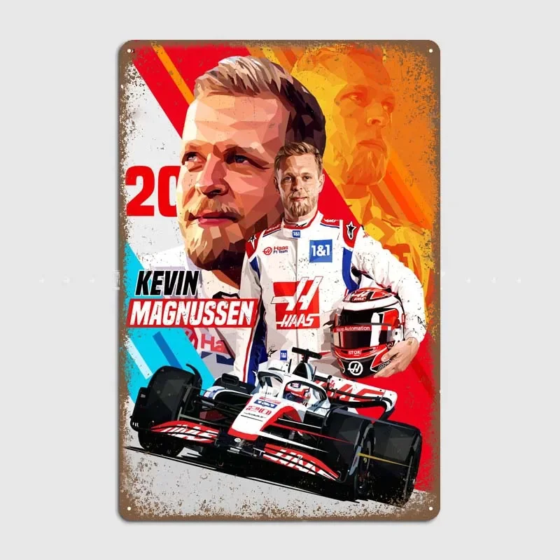 Kevin Magnussen Metal Wall Art Mural F1 Decoration for Home Decor Items Metal Signs Vintage Garage Bar Decor Poster Retro Room