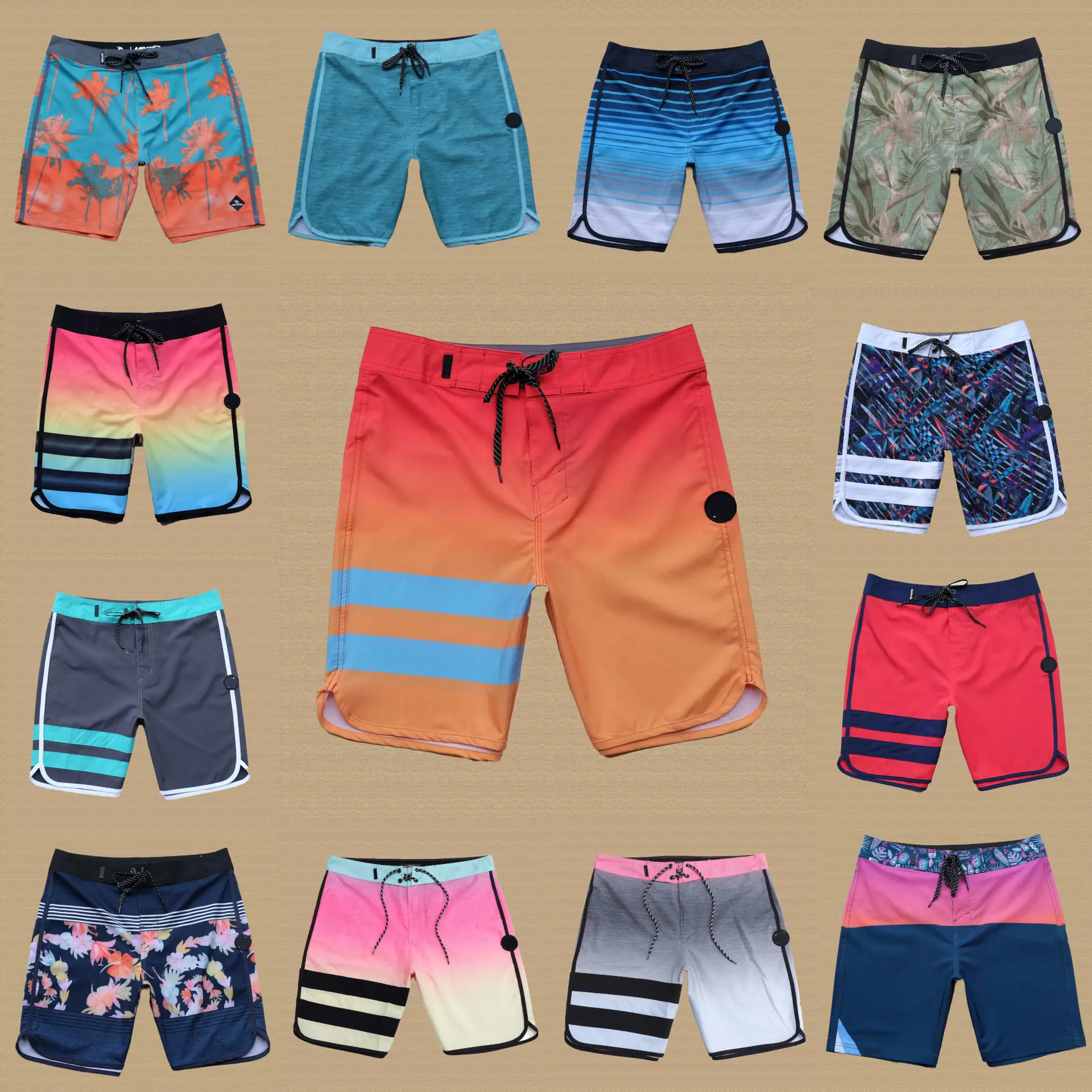 High Quality  Stretch Print Quick Dry Lined Summer Waterproof Casual Swim Beach Gym Shorts  Para Homb For Men Bermuda Swimwear