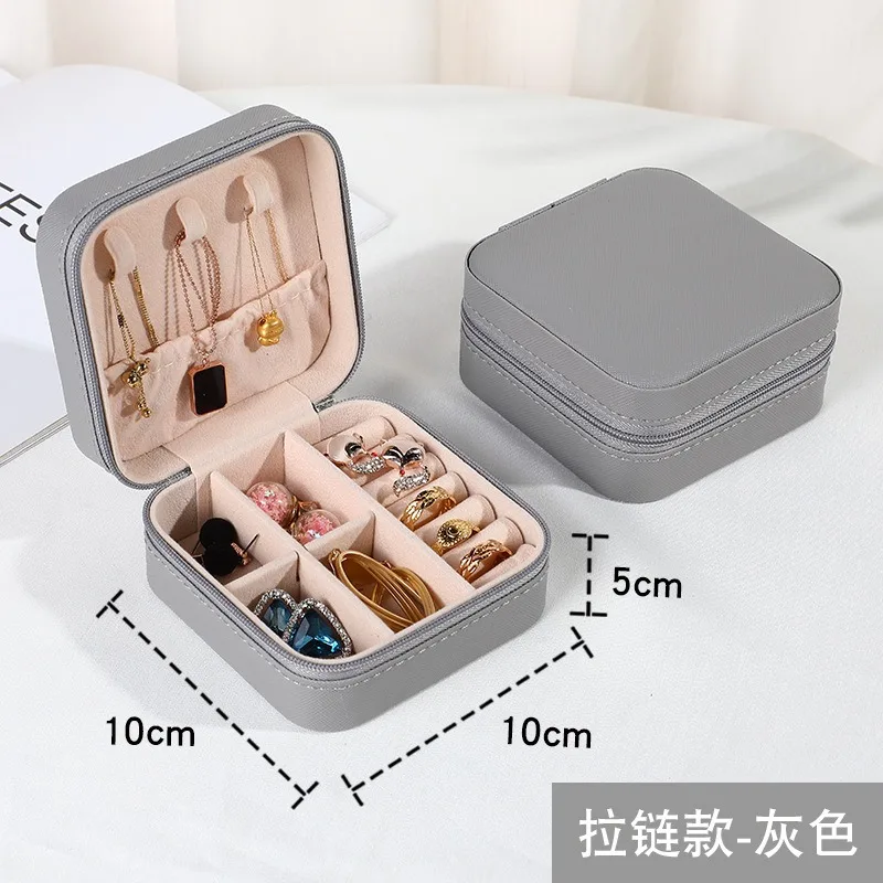 Mini caja de almacenamiento de joyas portátil para mujer, estuche de viaje para pendientes, collar, organizador de anillos, vitrina de cuero PU