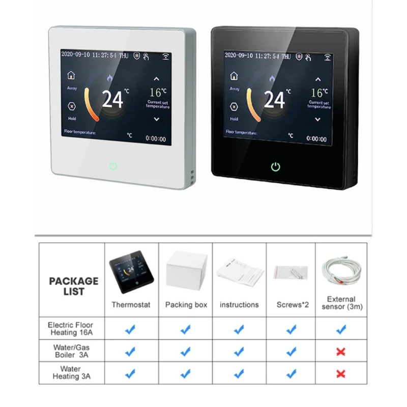 

2023 New LCD Tuya WiFi Thermostat For Electric Floor Water Boiler Temperature Controller