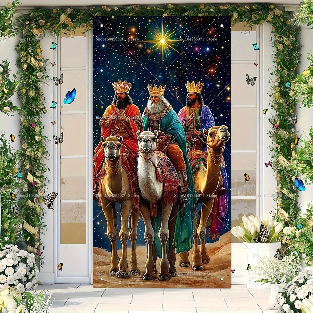 اسبانيا ثلاثة ملوك يوم خلفية مهرجان ثلاثة الحكماء الرجال الدين لوحة على الحائط لتزيين المنزل غطاء الباب الرضع المقدس يسوع هدية