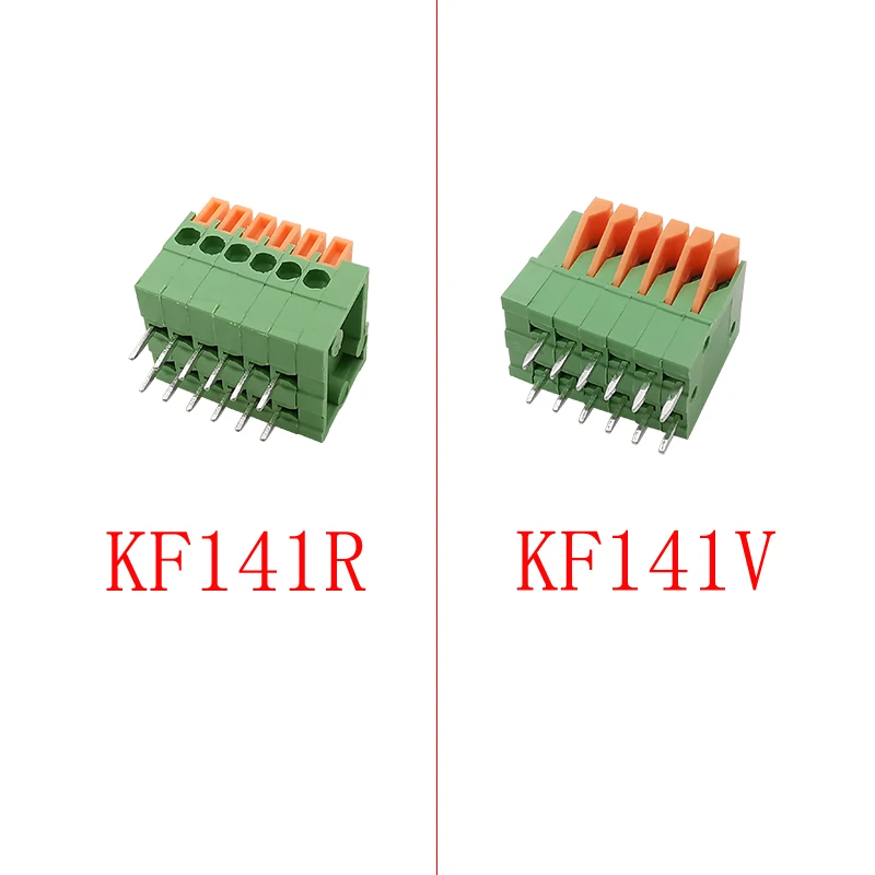 10Pcs KF141R KF141V 2.54mm Pitch PCB Terminal Block Connectors 2/3/4/5/6/7/8/9/10 Pin Straight / Right Angle Screwless Terminals