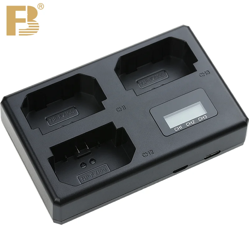 FB distillé FZ100 Batterie 3 Slot Chargeur pour Sony Caméra Alpha A7R3 A6femelle A6700 A7M3 ARR4 A7R4 A7R5 A7III A7S3A9 A9S IV BC-QZ1 ILCE-9