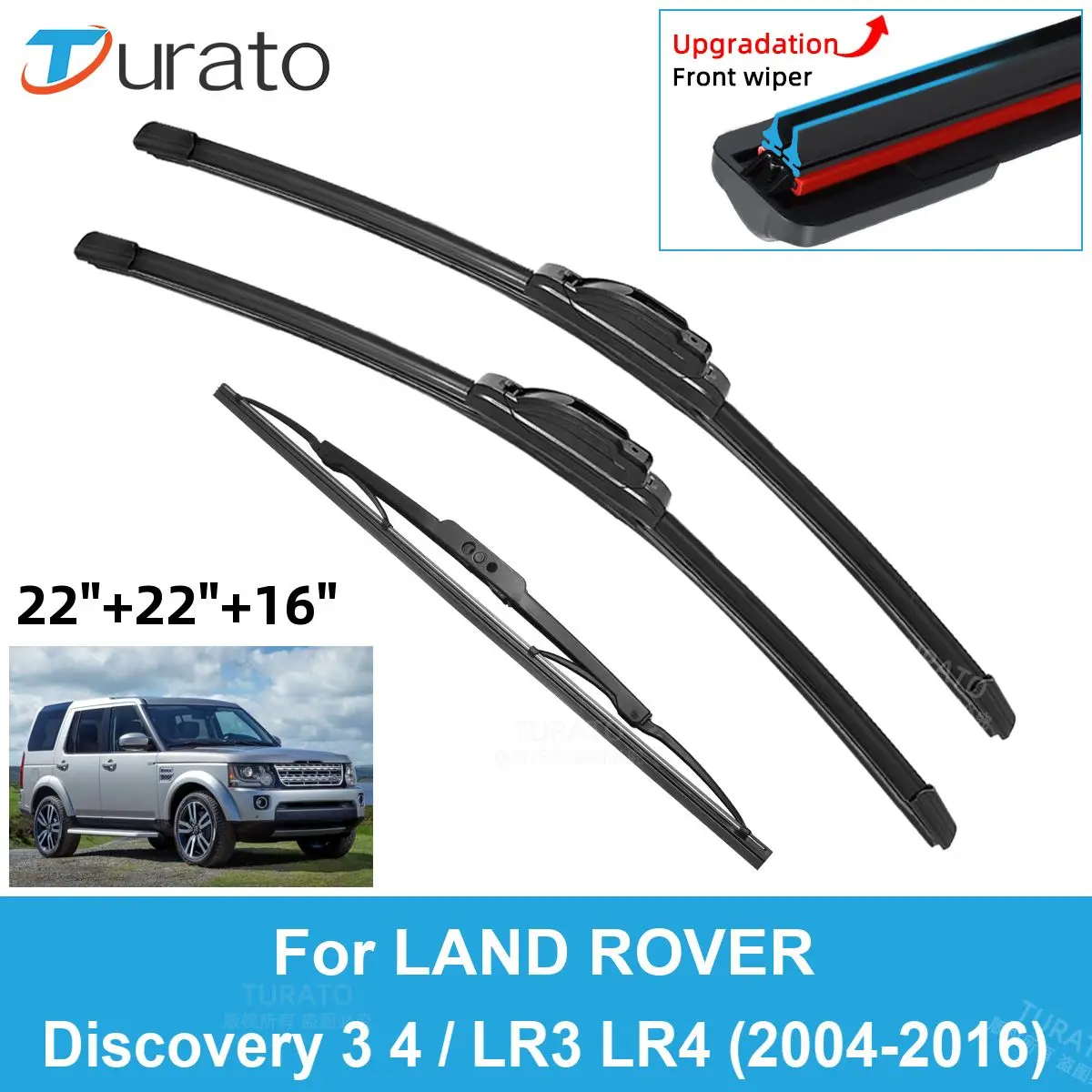 

3PCS Car Wiper Blades for 2004-2016 LAND ROVER Discovery 3 4 / LR3 LR4 Rear Windshield Wipers Double Rubber Car Accessories 2016