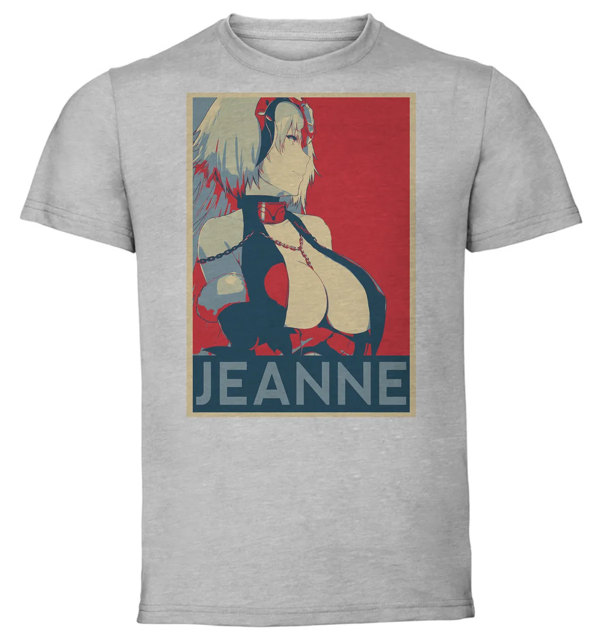 T-Shirt Unisex Grey Propaganda Fate Grand Order Jeanne D'arc variant 4