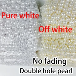 3-20mm Double Hole Pure White Off white Imitation Pearl Loose Bead DIY Beaded Decoration Earrings Bag Bead Beadwork