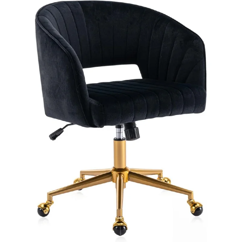 

Office Desk Chair, Modern Adjustable Home Desk Chair with Wheels, Swivel Vanity Chair for Bedroom, Office, Vanity Study (Black)