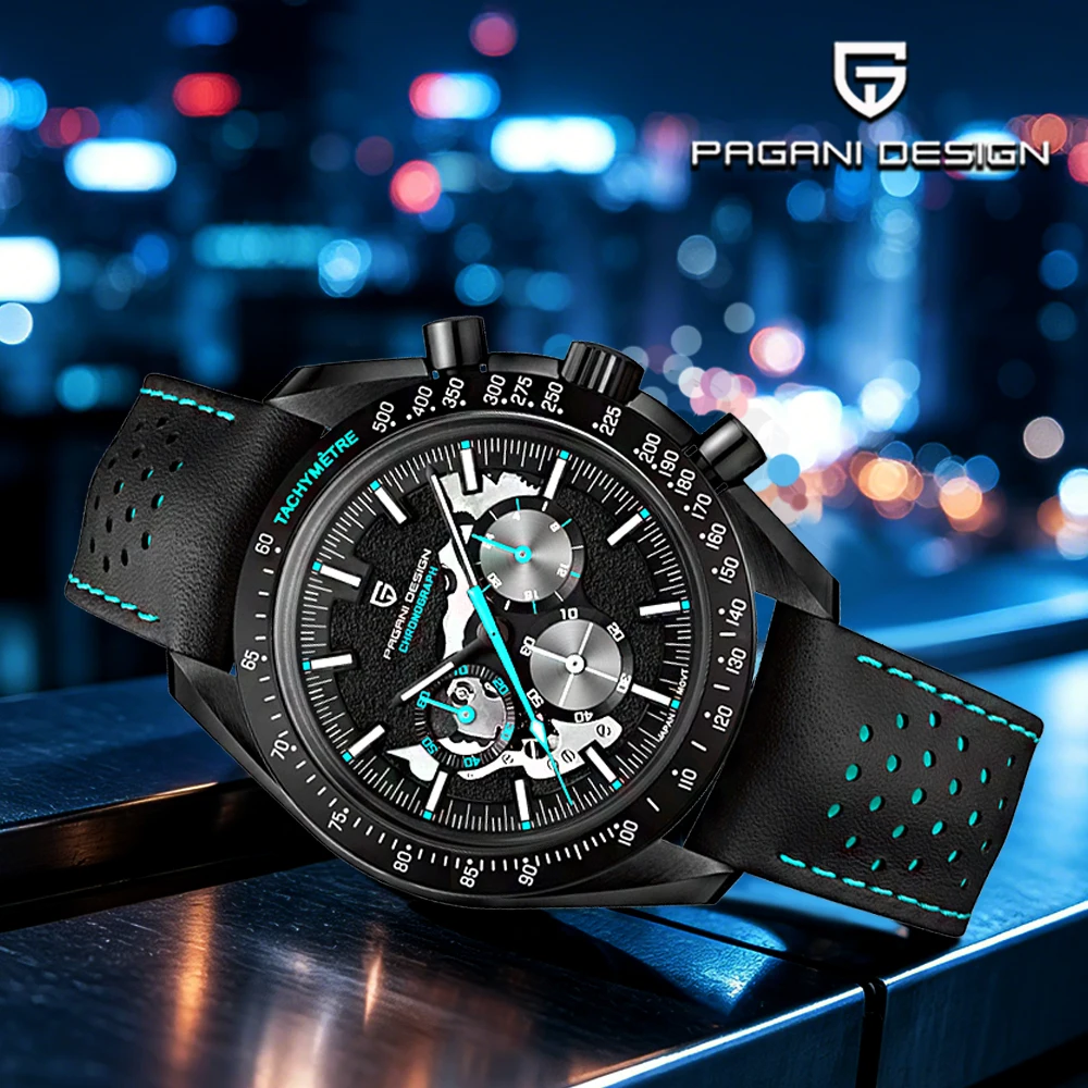 Pagani design 2026 business fashion men's Watches quartz watch men's skeleton sports chronograph AR Sapphire watch leather 10BAR