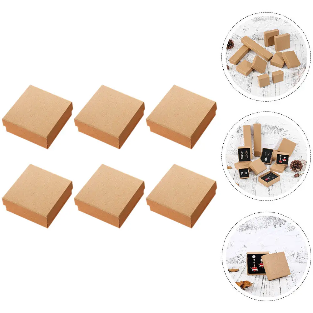 

6Pcs Jewelry Gift Paper Boxes Solid Color Mini Portable Storage Case Sponge Liner Small Jewelry Organizer for Earrings Necklaces