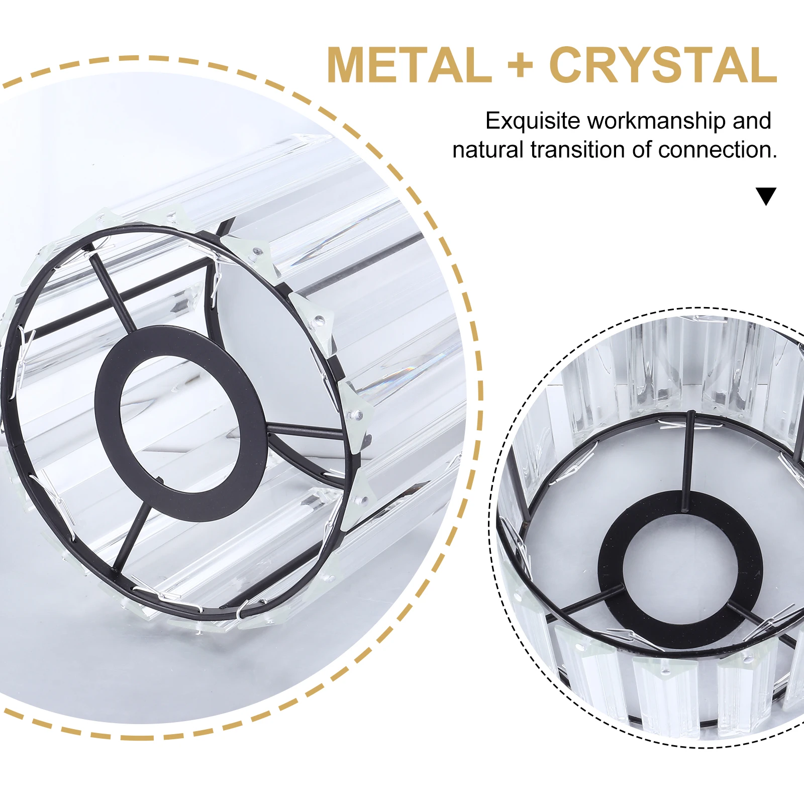 

Crystal Lamp Shade 3CM Hole Black Spray Iron Art Cover for Wall Floor Ceiling Light Dust Protection European Style Warm