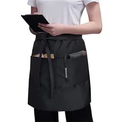 Universal Unisex Half Bust Bib Apron Restaurant Kitchen Coffee Tea Shop Waitress Chef Uniforms Waist Short Apron With Pockets