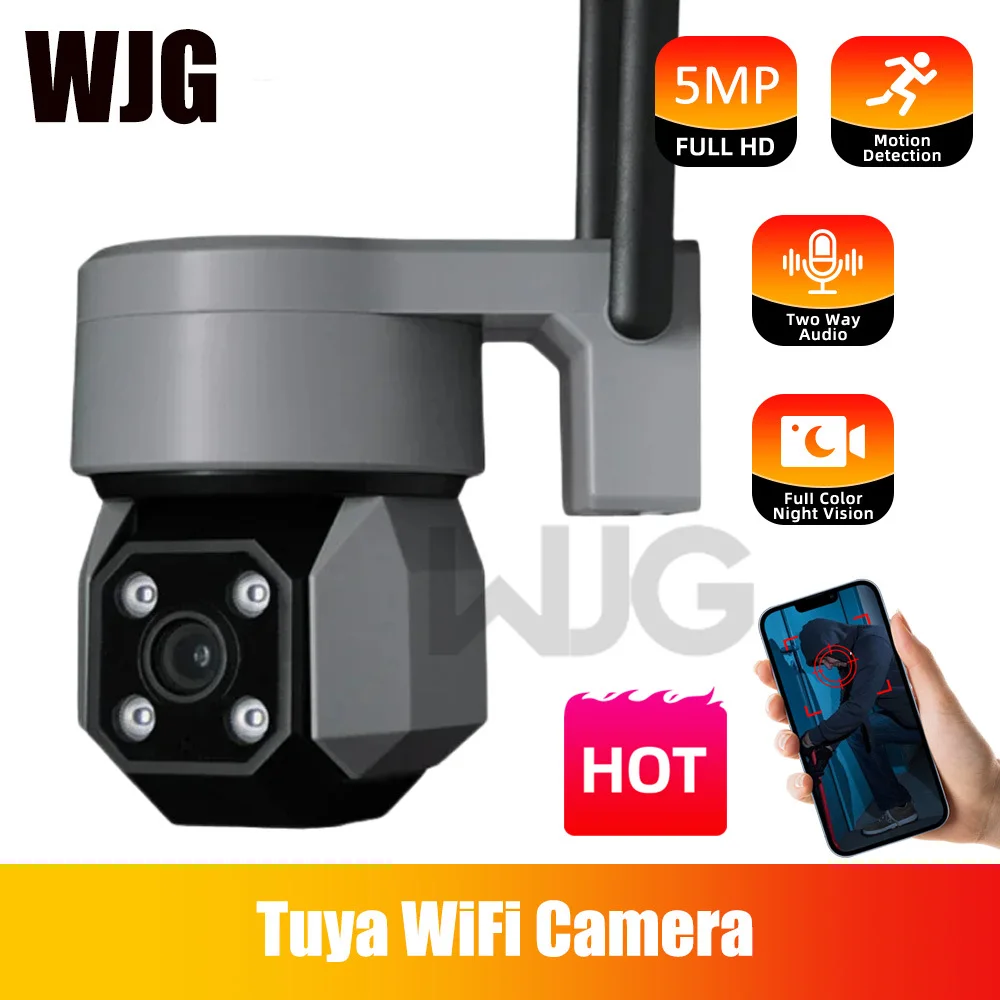 

5MP Tuya WiFi Camera PTZ Wireless WIFI Camera Tuya Color Night Vision Human Tracking Detection Home Security Protection Cameras