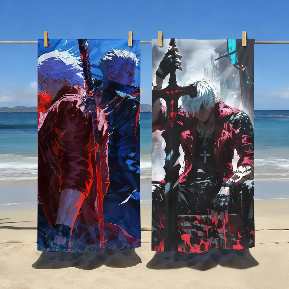 Game D-Devil M-May C-Cry-S Towel Sports Quick Dry Travel Camping Gear Sandproof Soft Light Large Beach Towel