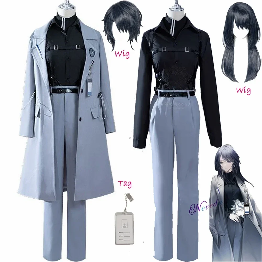 Anime Game Path to Nowhere Fantasia Cosplay para homens e mulheres, uniforme do diretor geral, jaqueta, conjunto completo, roupa de festa de carnaval, peruca