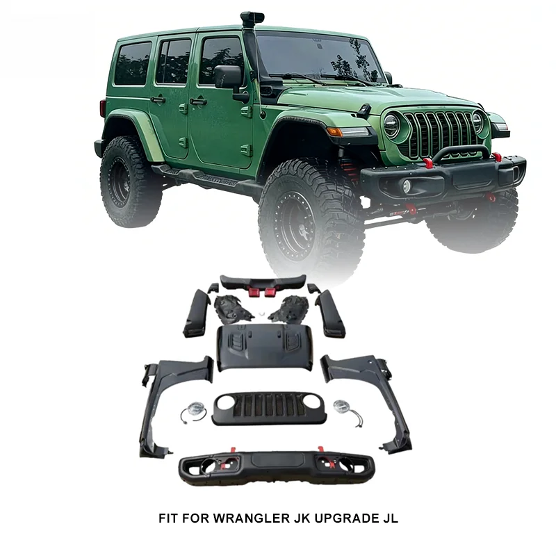 High Quality Conversion Body Kit JK Upgrade To JL Bumper Grill Hood Lights Full Modification 4x4 Fit for Wrangler JK
