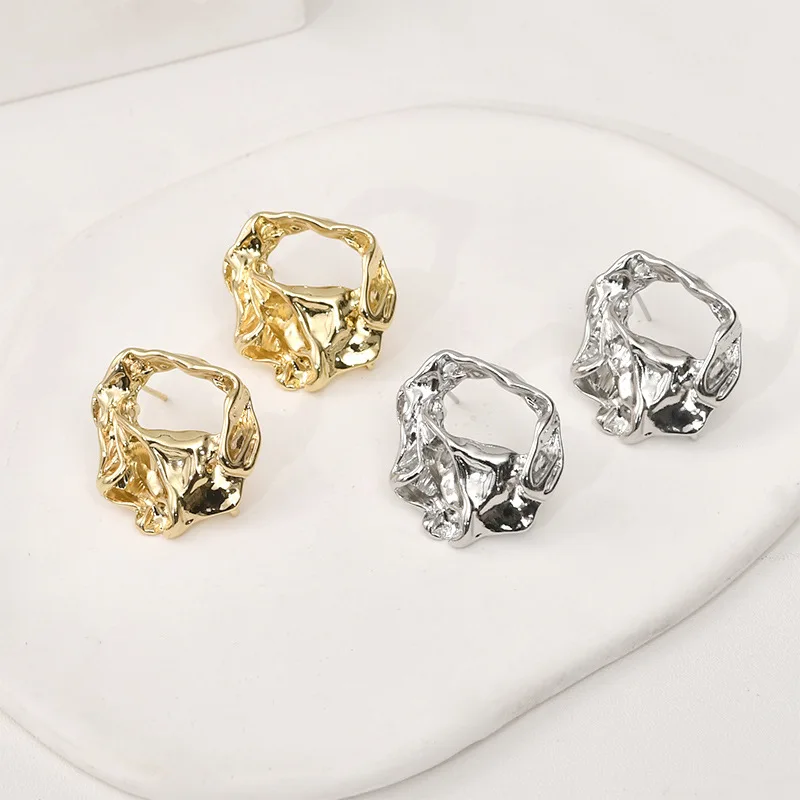 

Медные серьги-подвески с покрытием под 14-каратное золото, необычной формы, с серебряной иглой, для самостоятельного изготовления украшений, материалы для рукоделия