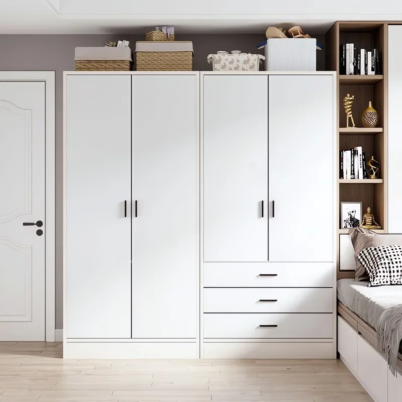 Nordischer Stil Einfacher 4-Türiger Kleiderschrank Langlebiger Haushalts-Schlafzimmer-Aufbewahrungsschrank Doppeltüriger Kleiderorganizer Möbelstück