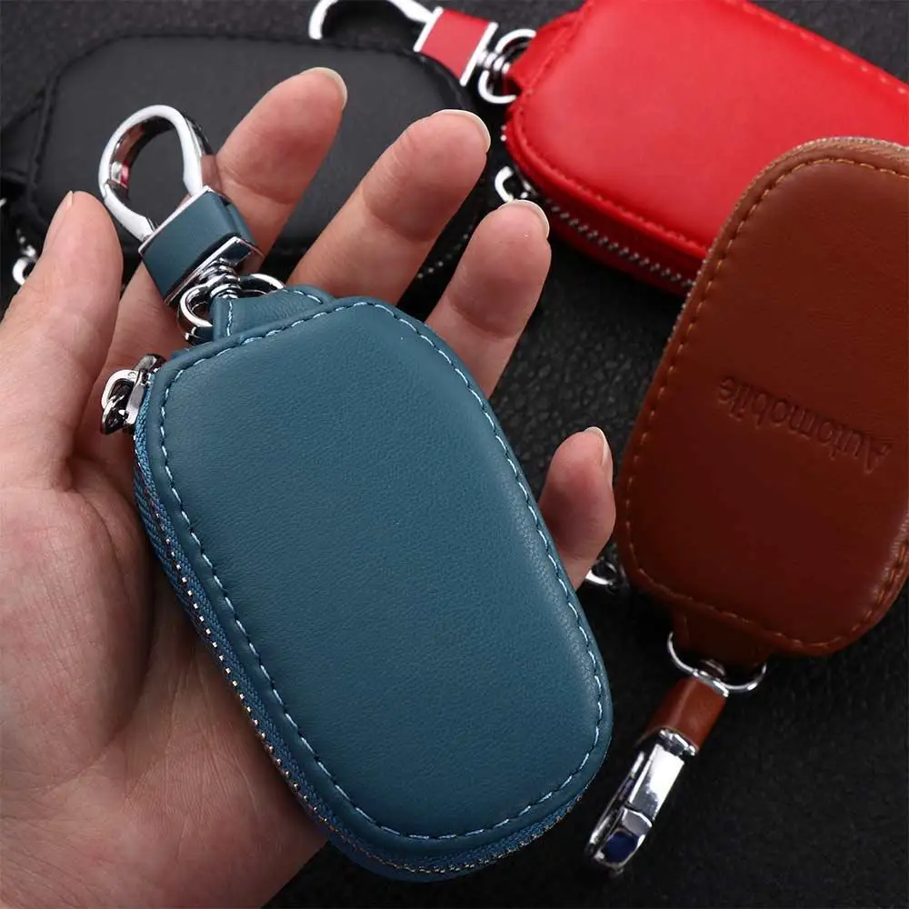 Portable Keychain PU Leather Keychain Covers With Keyring Car Key Wallets Keys Organizer Car Key Case Zipper Key Case Bag