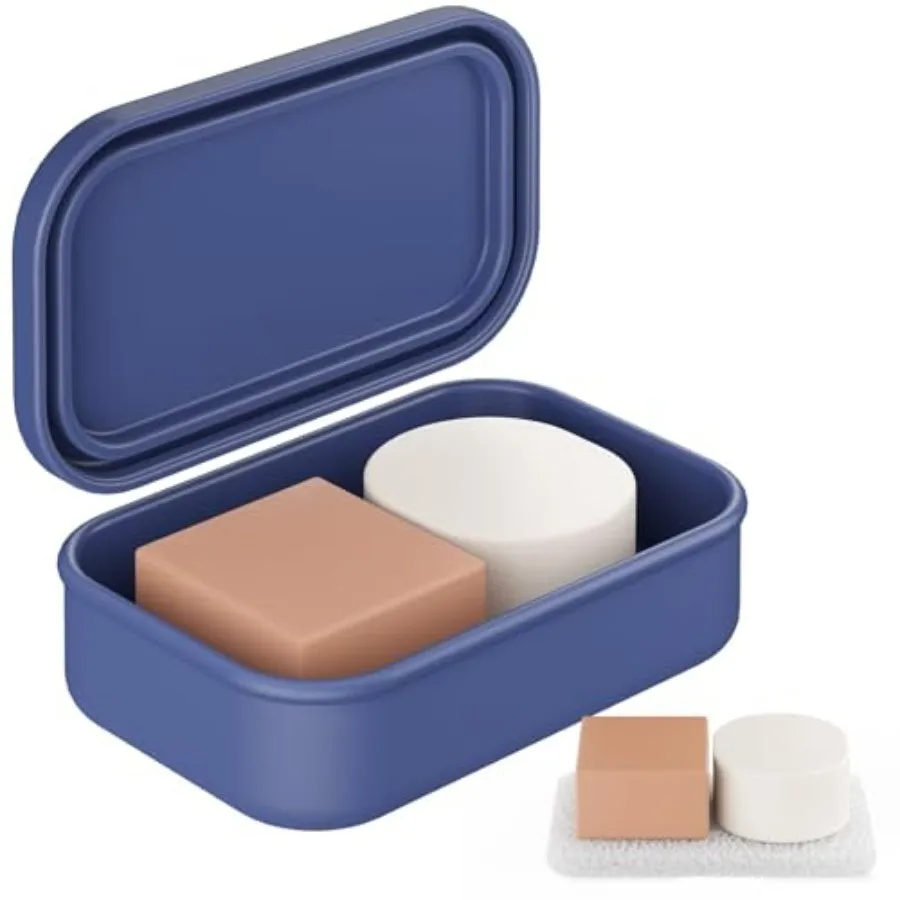 Soporte para barra de champú sólido, estuche grande para jabón de viaje a prueba de fugas, caja de jabón de silicona con capa de drenaje, contenedor de jabón mejorado, Sui