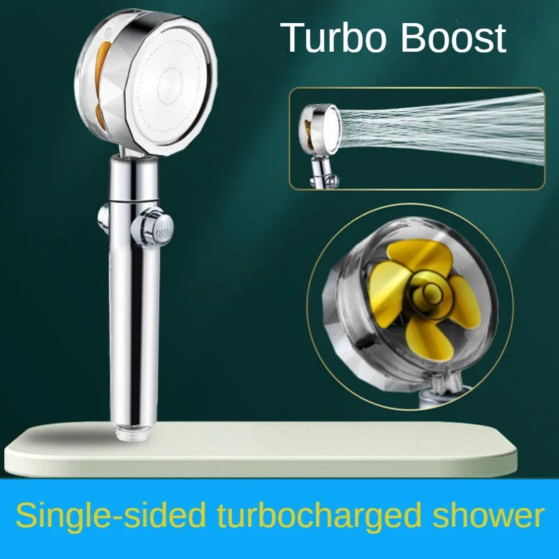 Cabezal de ducha de hélice, alcachofa Turbo superalimentada con filtro de ventilador, ahorro de agua a alta presión, ducha de baño de lluvia