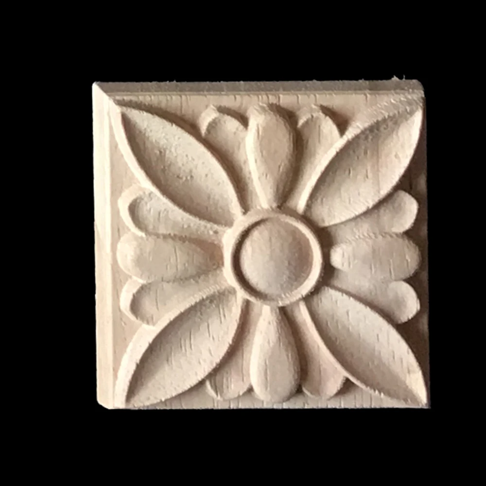 10PCS Wood Carved Corner Applique Unpainted Furniture Decorative Figurines Wooden Miniature Furniture Woodcarving Decorative