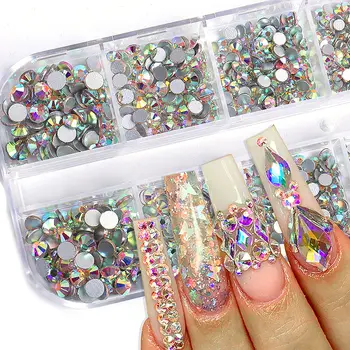 1 krabička štrasových krystalových kamínků na nehty SS6-SS20, skleněné kamínky na nehty, lesklé, ploché, Swarovski na nehty, 3D DIY dekorace 12 nejlepší prodej krajka Swarovski - №7