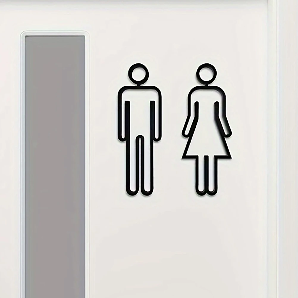 

2pcs Black Acrylic SelfAdhesive Bathroom Toilet Bathroom Door Decor Restroom Signs Door Decor Woman Man WC Plaque