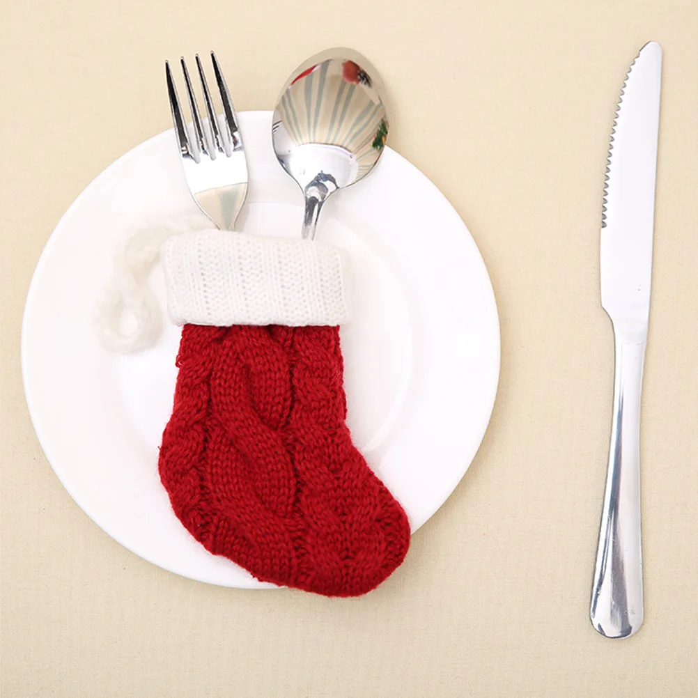 

4Pcs Christmas Silverware Stockings Fork Spoon Bags Tableware Holders Cutlery Socks Dining Table Decoration Christmas