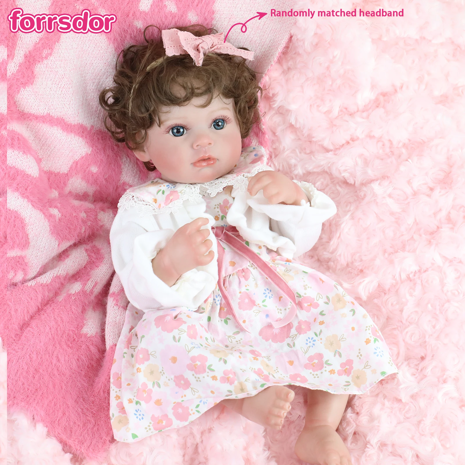 

50CM Finished Reborn Baby Girl Doll Full Silicone Vinyl Body Washable with 3D Skin Hand Painted Rooted Hair Bebe Christmas Gifts