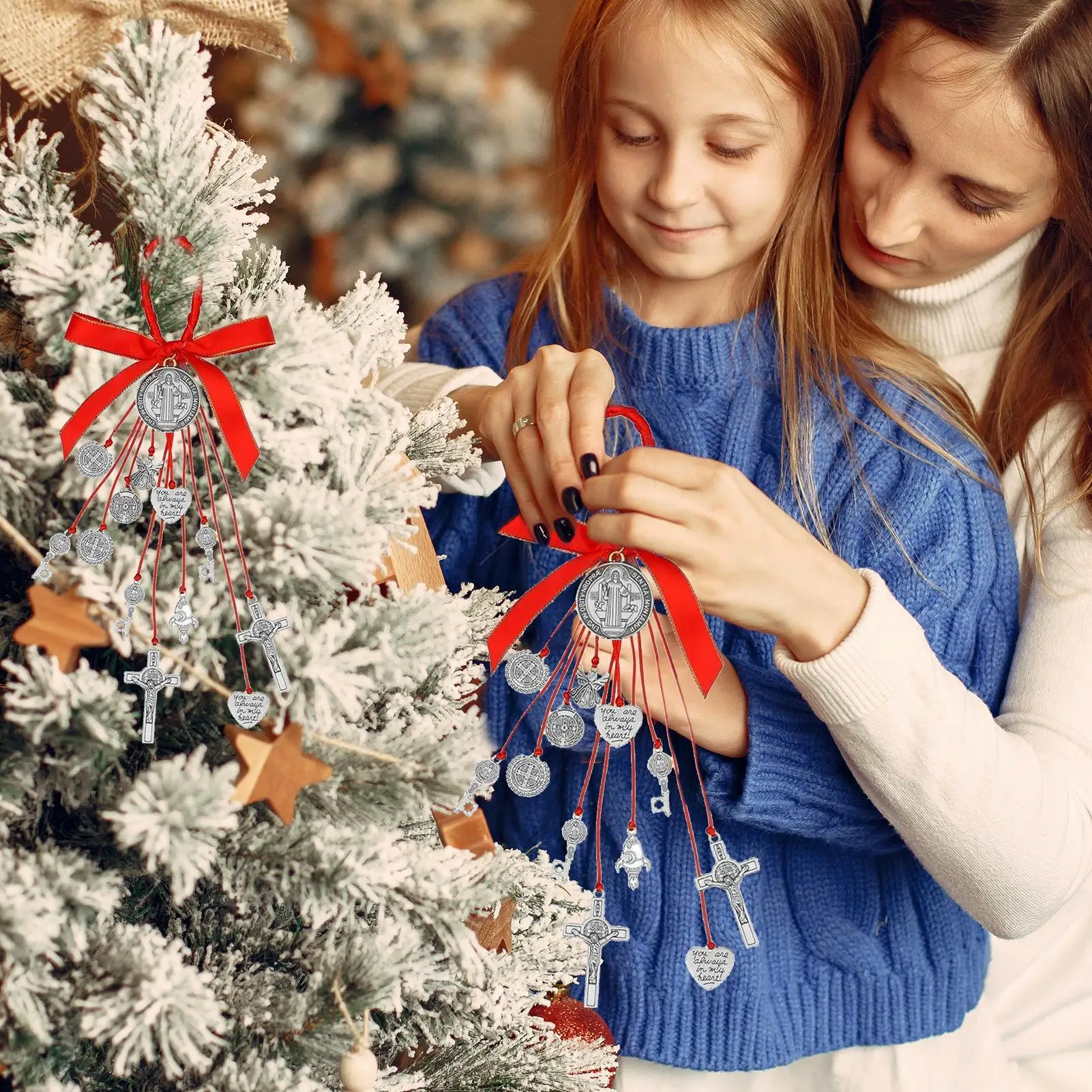 

Rearview Mirror Charm Saint Benedict Wall Art Religious Car Rearview Mirror Pendant For Auto Vehicle SUV Pickup Dashboard Window