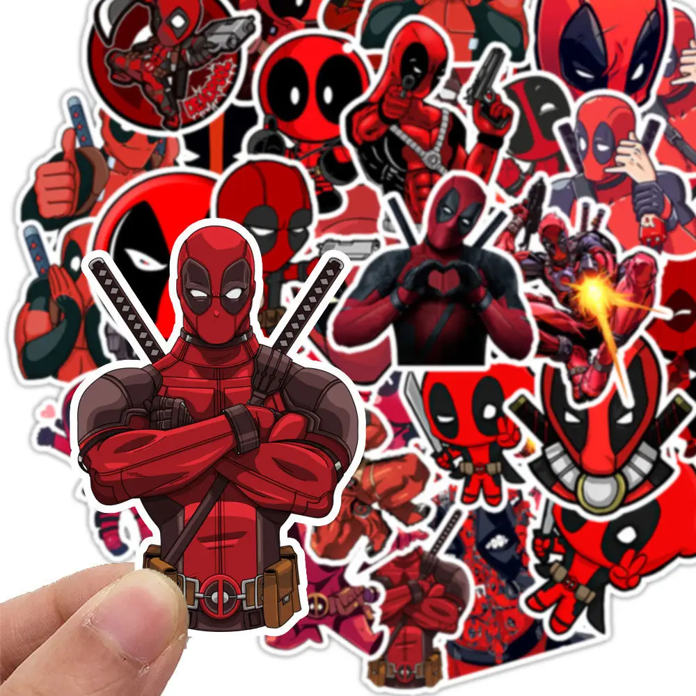 Pegatinas de dibujos animados de Disney Deadpool para funda de teléfono, equipaje, monopatín, portátil, calcomanías impermeables, juguete para