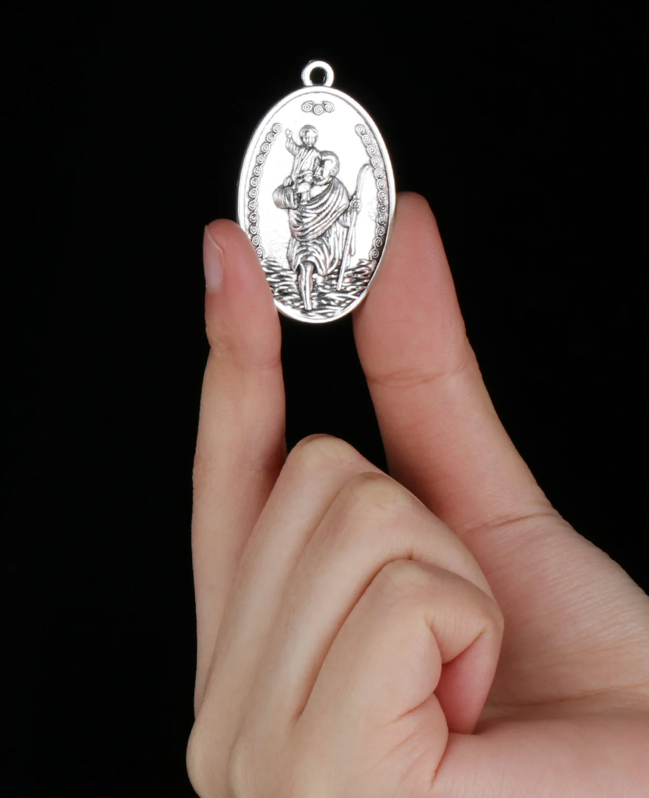 Cottvott 10Pcs/1Pc Religious Double-sided Virgin Mary and St.Christopher Patterns Oval Guadalupe Medal DIY Jewery Making Parts