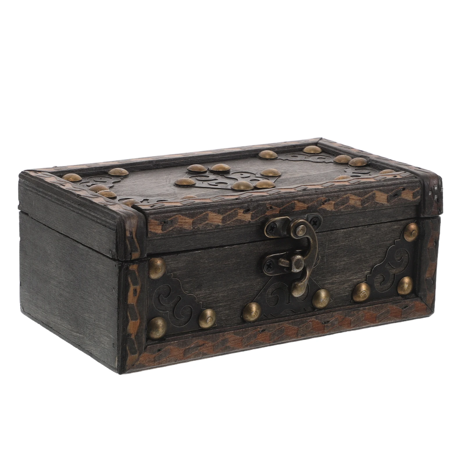 

Retro Treasure Chest Wooden Storage Box Pirate Keepsake Boxes For Decorative Jewelry Trinkets Necklace Earrings Desktop Storage