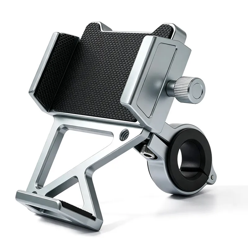 Aluminum Alloy Motorcycle Phone Holder Anti‑Shock Mount Stand for Electric Scooter E‑Bike Delivery Rider Cycling Fixed Bracket