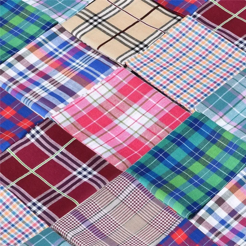 3Pcs 43x43cm 100% Cotton Classic Suits Pocket Square Towels Women Handkerchiefs Plaid Hanky Party Gift