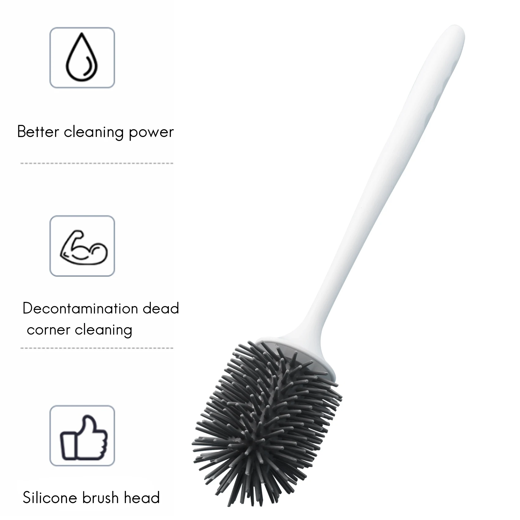 

H-W Toilet Brush With Holder, Silicone Toilet Bowl Cleaning Brush And Holder Set