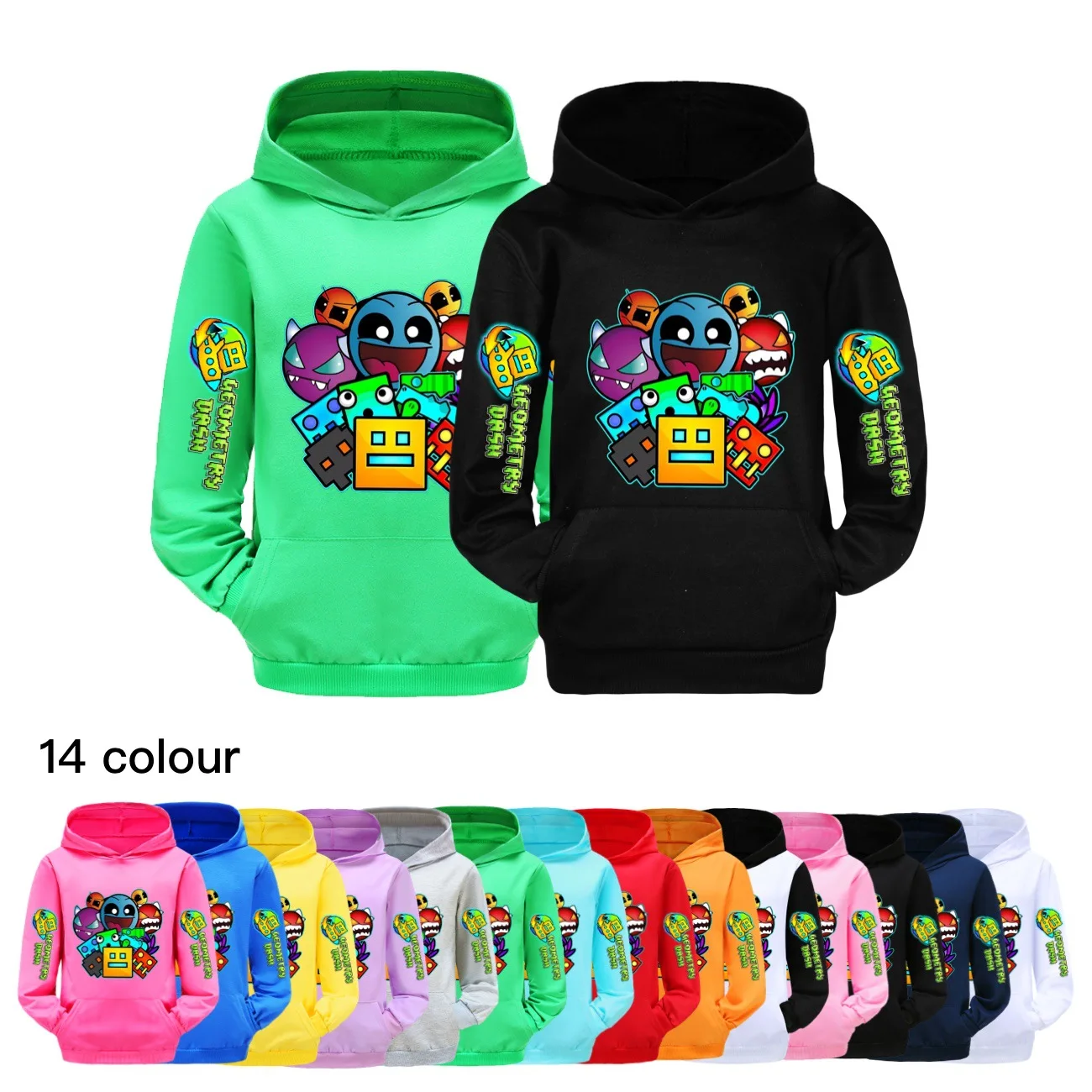 

Game Angry Geometry Dash Hoodie Kids Fashion Clothes Girls Sweatshirt Boys Pullover Hooded Tops Children Cartoon Sweaters Jumper