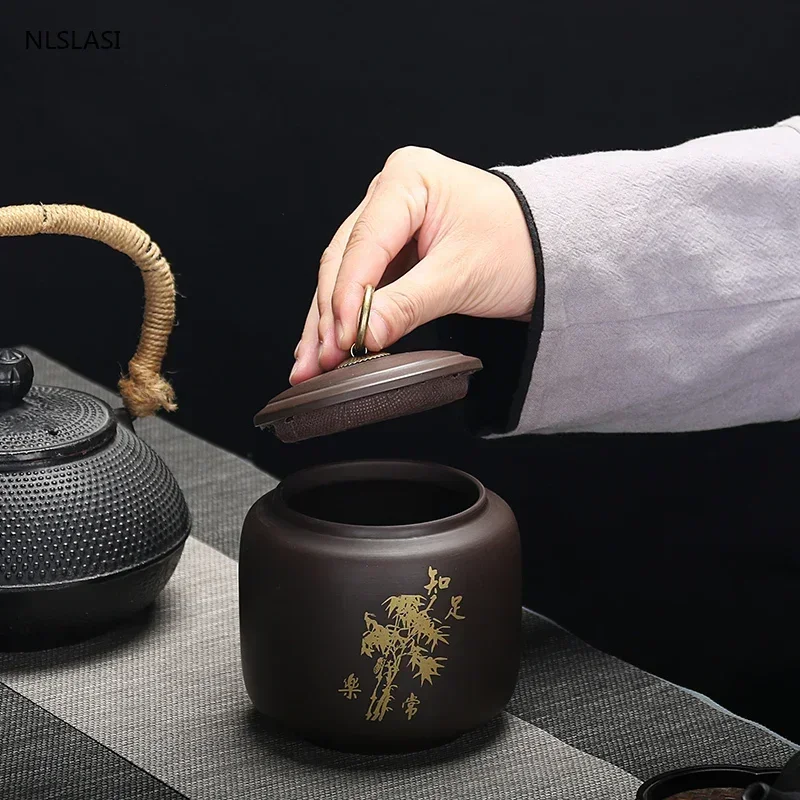 Chinese Purple Clay Tea Jar oolong Tieguanyin containers travel tea bag storage box Portable Sealed tea caddy Coffee Canister