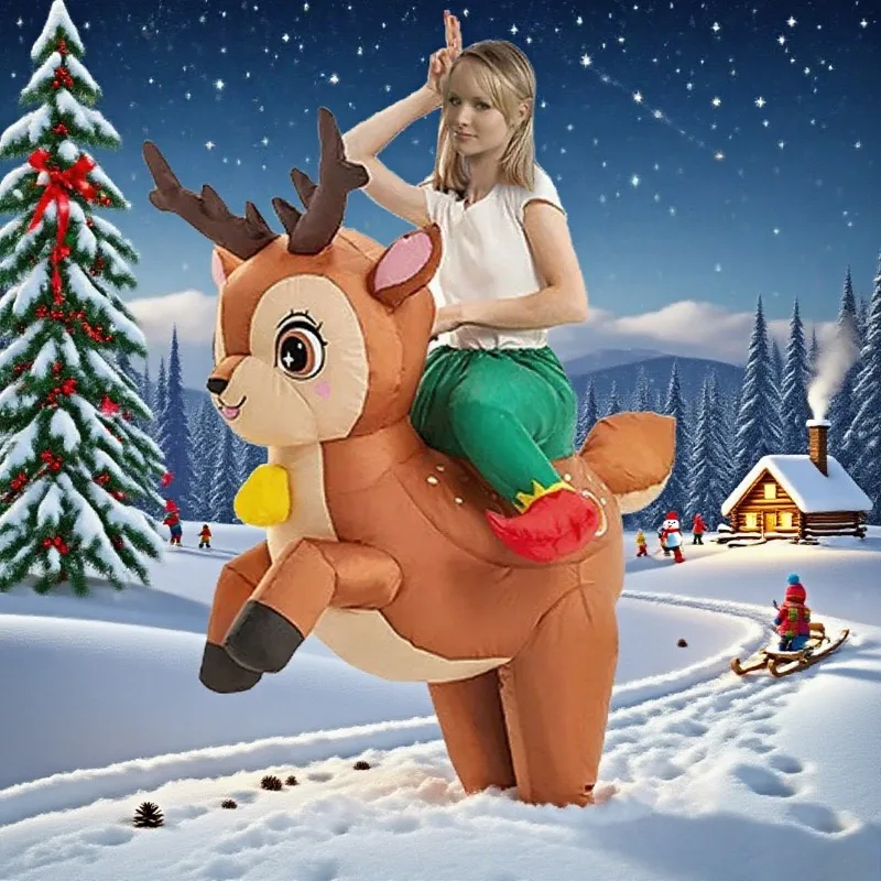 

Cycling reindeer inflatable costume Halloween animal dress up cycling set Halloween Holiday celebration party props gifts