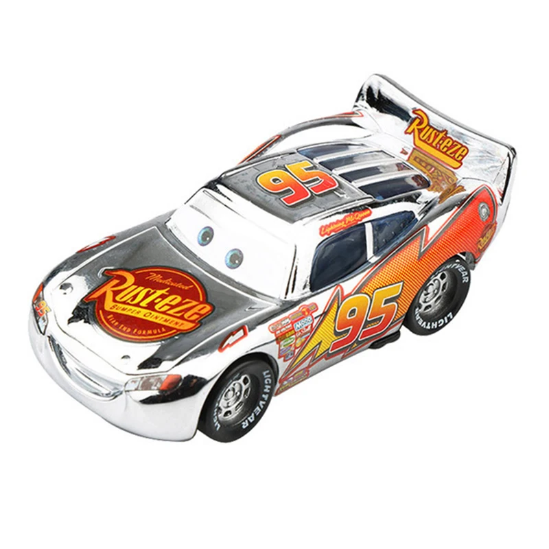 Disney-coches Pixar Cars 3 2 Lightning McQueen Mater Chick Hicks Sheriff 1:55, vehículo fundido a presión, coche de aleación de Metal, juguetes para