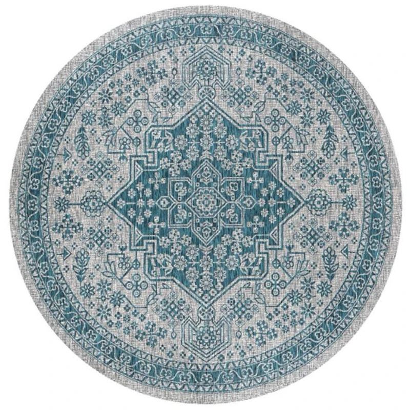 

Nordic printed circular carpet geometric retro pattern home living room decoration anti slip floor mat door