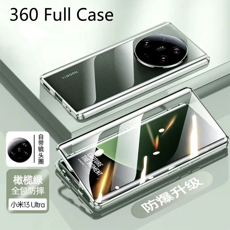 360 Full Case For Xiaomi 13 Ultra Case Double Sided Magnetic Adsorption Tempering Glass Protection Phone Cover For Mi 13 Ultra