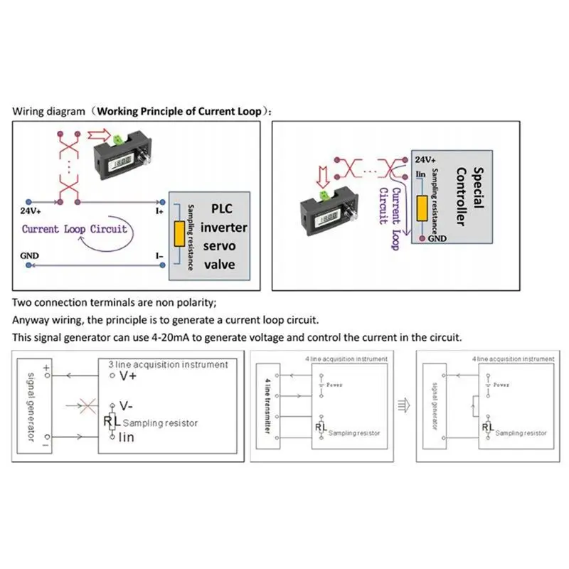 SWXF New 2-Wire 4-20MA Current Signal Generator Panel-Mounted Current Loop Generator 4 to 20MA Simulator High