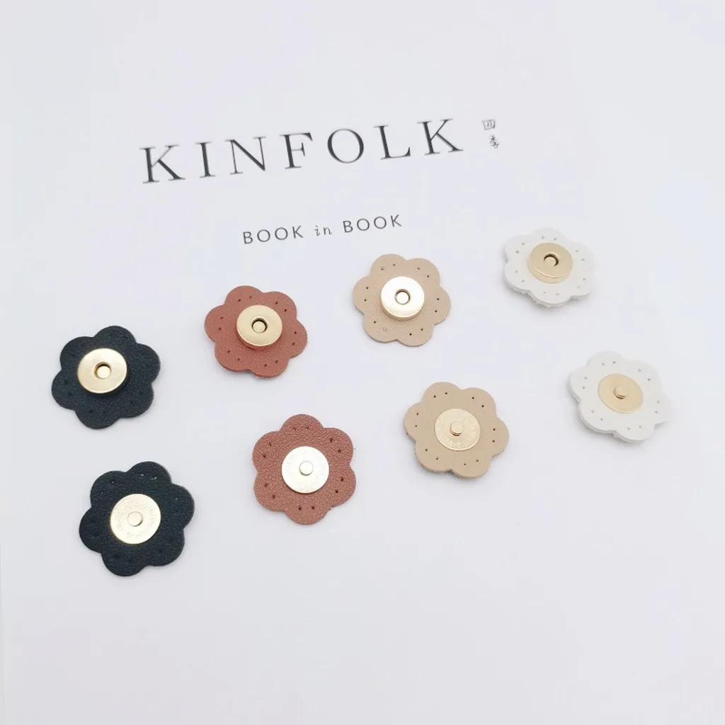 

Plum Blossom Magnetic Cute Leather Magnetic Button Magnetic Button Pre-Punched Diy Sewing Accessories For Cloth Bags Coin