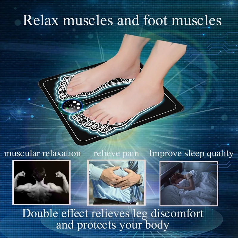 EMS-Fußmassagegerät, faltbar, für Füße und Waden, Akupunkt-Massagematte für Muskeln, Entspannung, Schmerzlinderung, 8 Modi und 29 Intensität, langlebig, B